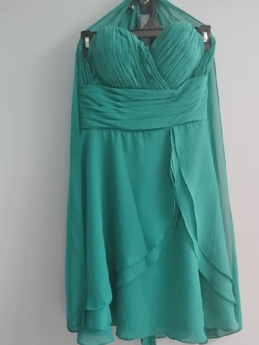 Milano Formals Teal Strapless Chiffon Party Dress Size 8